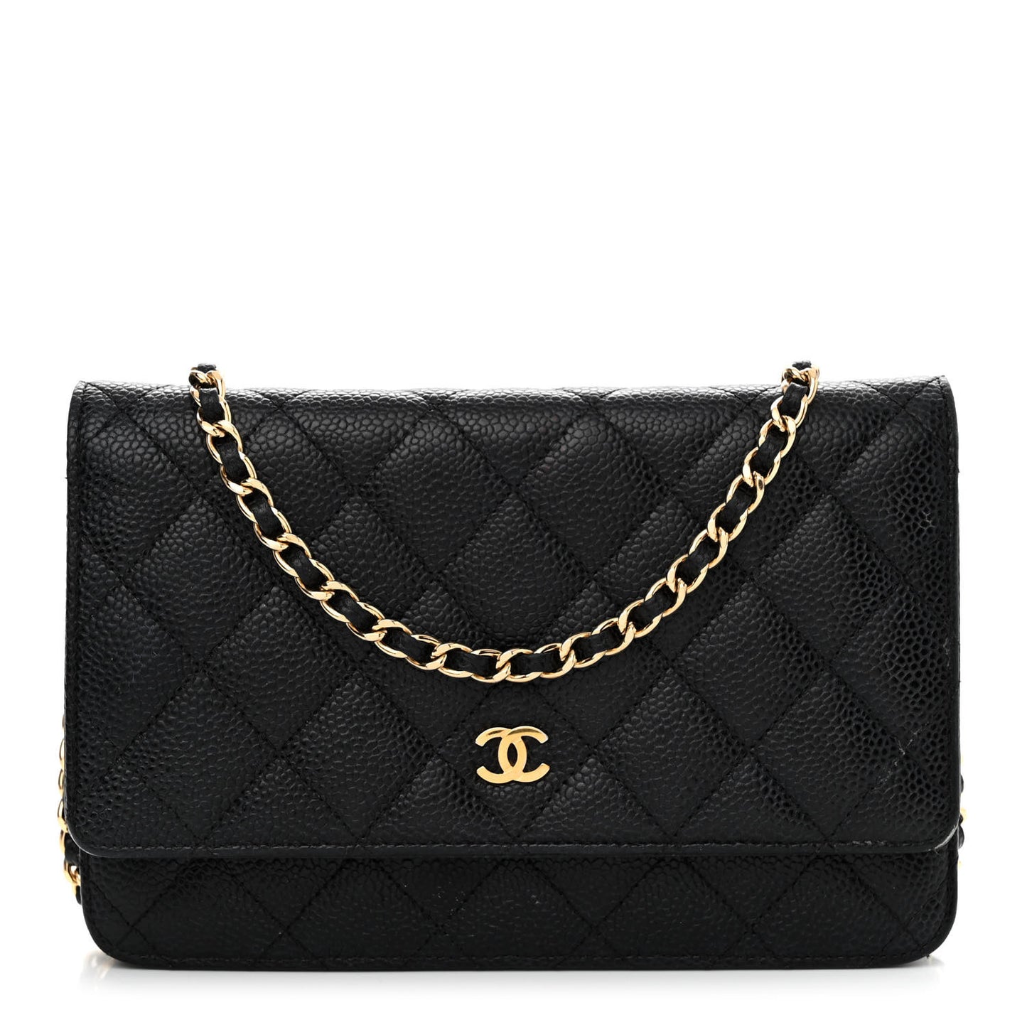 Caviar Quilted Wallet on Chain WOC Black
