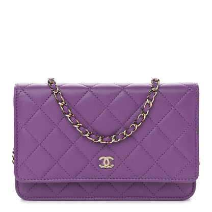 Chanel Lambskin Quilted Wallet On Chain WOC Purple 1 of 11