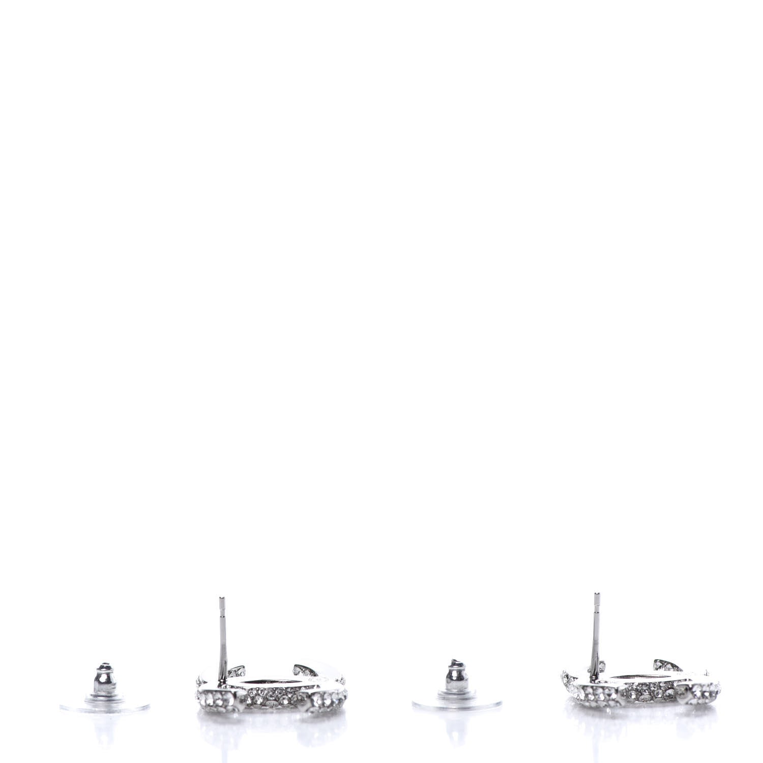 Chanel Crystal CC Earrings Silver 4 of 5