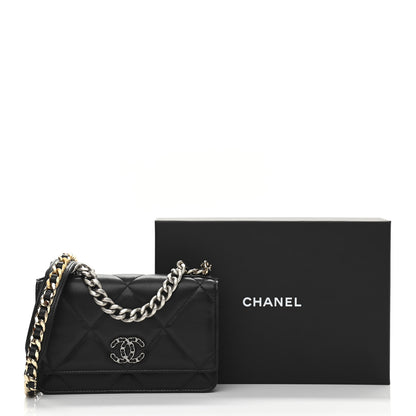 Chanel Lambskin Quilted Chanel 19 Wallet On Chain WOC Black 13 of 13