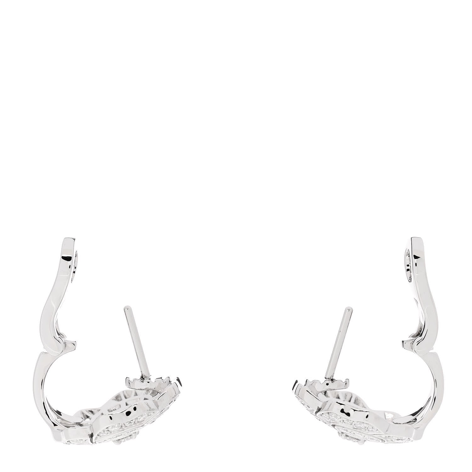 Chanel 18K White Gold Diamond Bouton de Camelia Earrings 3 of 5