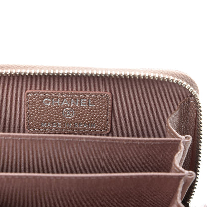 Chanel Metallic Caviar Chevron Quilted Vintage Mademoiselle Zip Coin Purse Pink 6 of 8