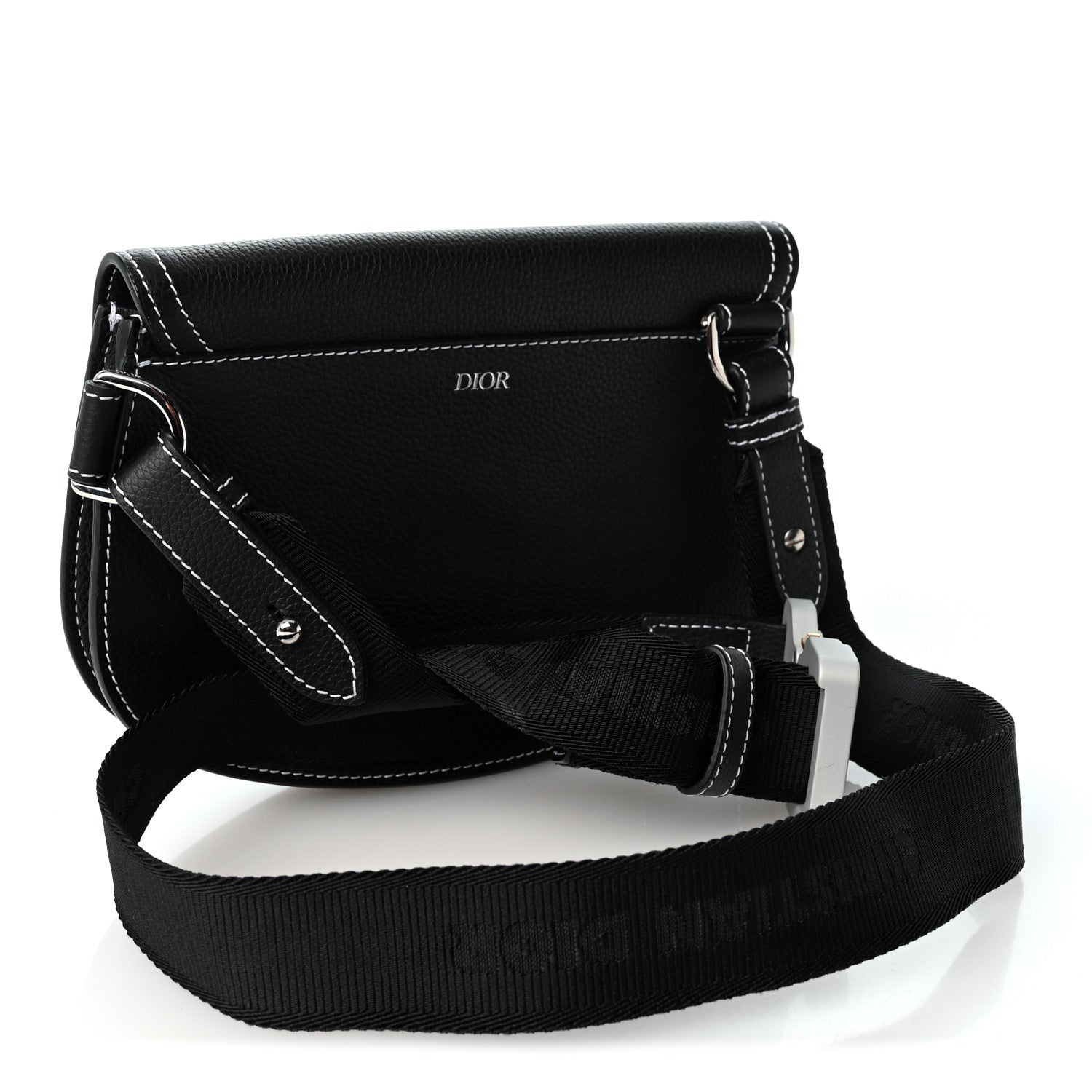 Christian Dior X KAWS Grained Calfskin Saddle Pouch Black 2 of 8