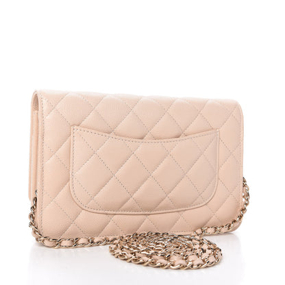Chanel Caviar Quilted Coco Candy Wallet On Chain WOC Beige 3 of 12
