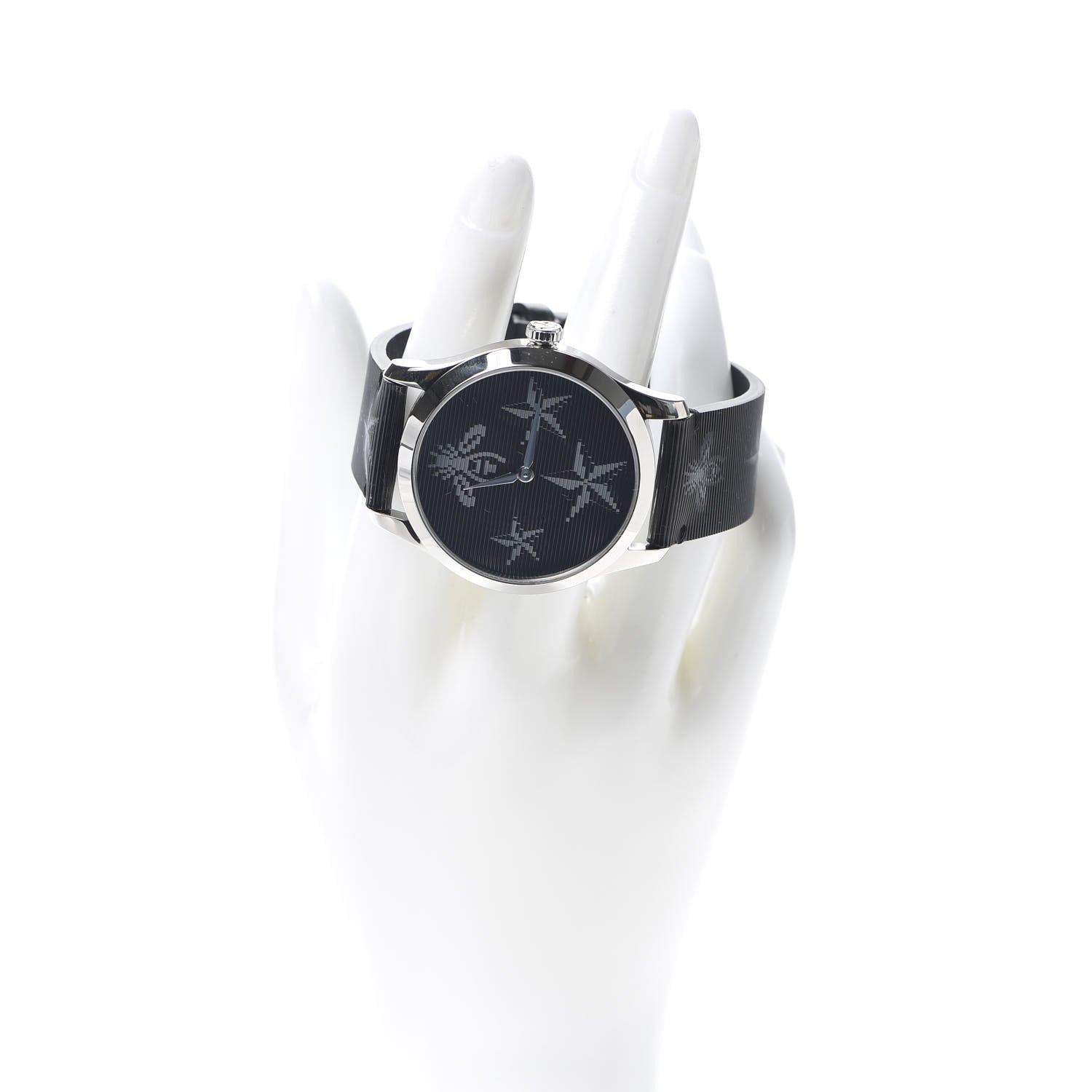 Gucci Stainless Steel Calfskin 38mm G-Timeless Bee Star Hologram Quartz Watch Black 2 of 6