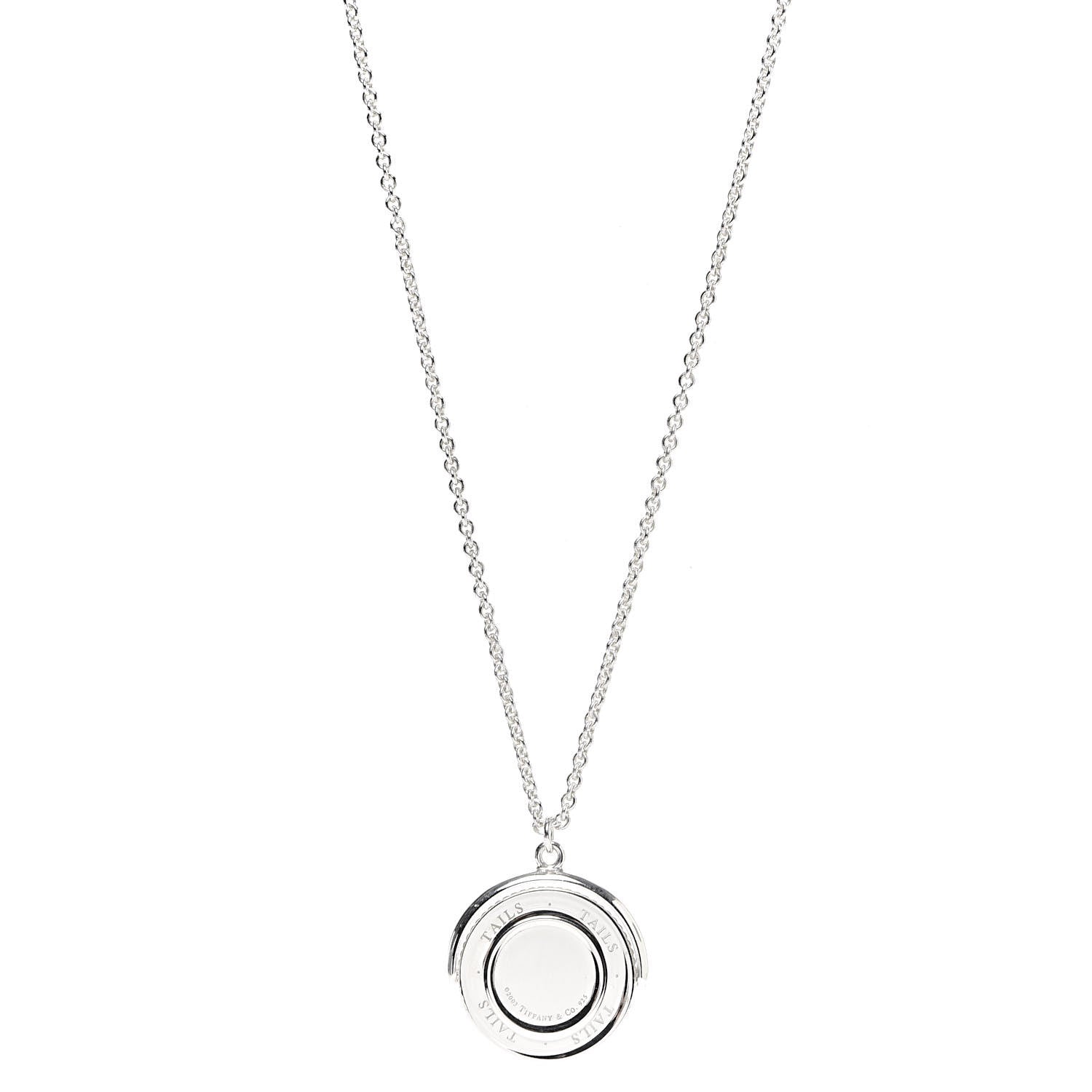 Tiffany Sterling Silver Heads Tails Coin Pendant Necklace 3 of 7