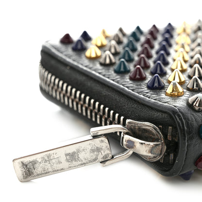 Christian Louboutin Calfskin Panettone Spiked Zip Around Wallet Black Multicolor 12 of 12