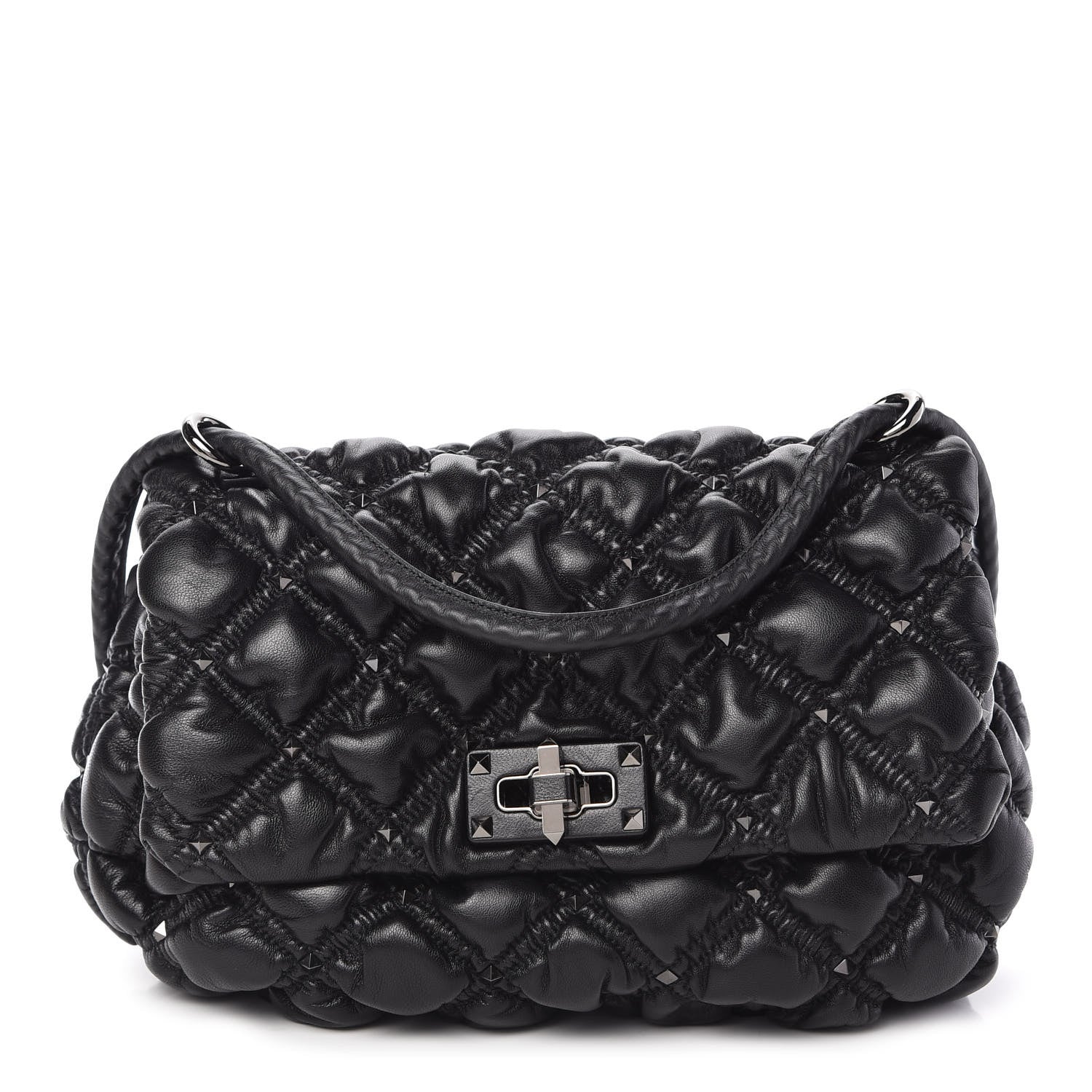 Valentino Garavani Nappa Medium Spikeme Shoulder Bag Black 1 of 9