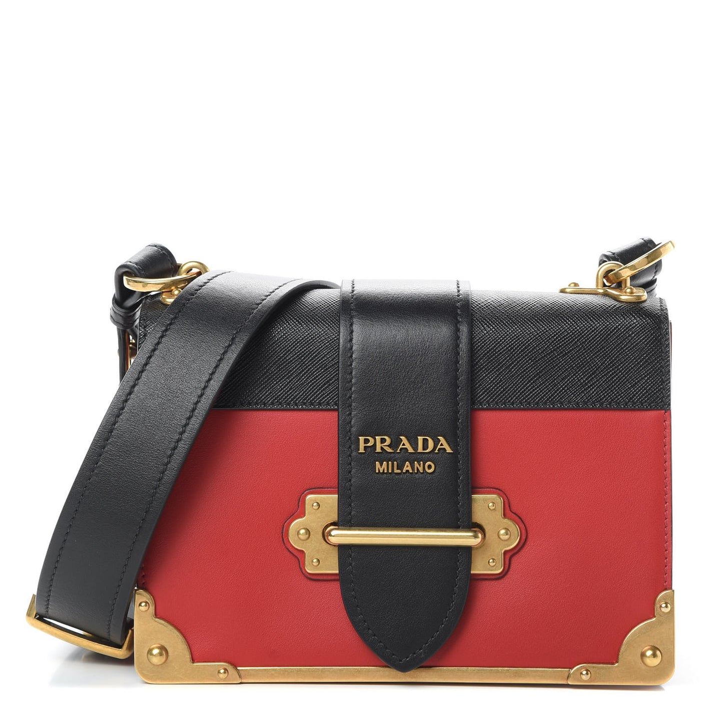 City Calfskin Saffiano Cahier Bag Fuoco Black