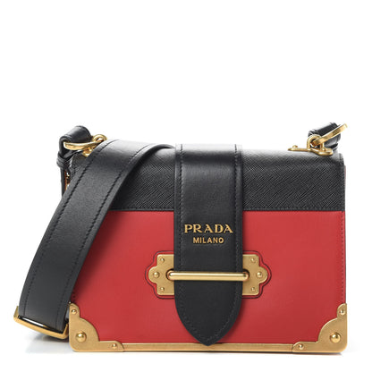 Prada City Calfskin Saffiano Cahier Bag Fuoco Black 1 of 9