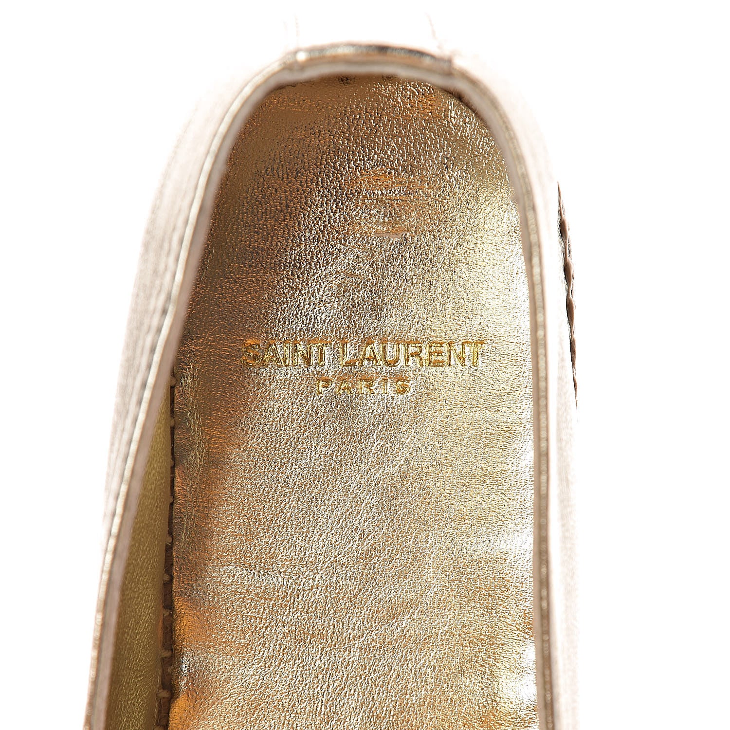 Saint Laurent Metallic Lambskin Monogram Espadrilles 39.5 Platino 6 of 8