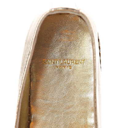 Saint Laurent Metallic Lambskin Monogram Espadrilles 39.5 Platino 6 of 8