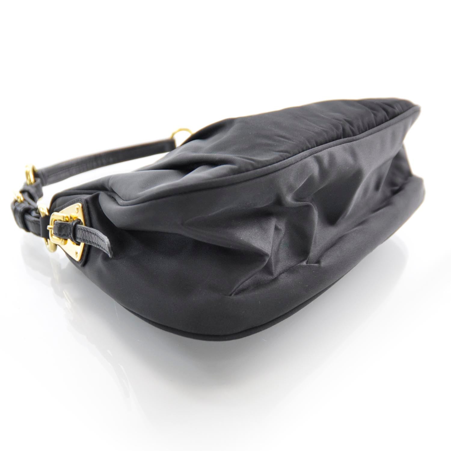 Prada Tessuto Nylon Pleated Evening Bag Black 4 of 8