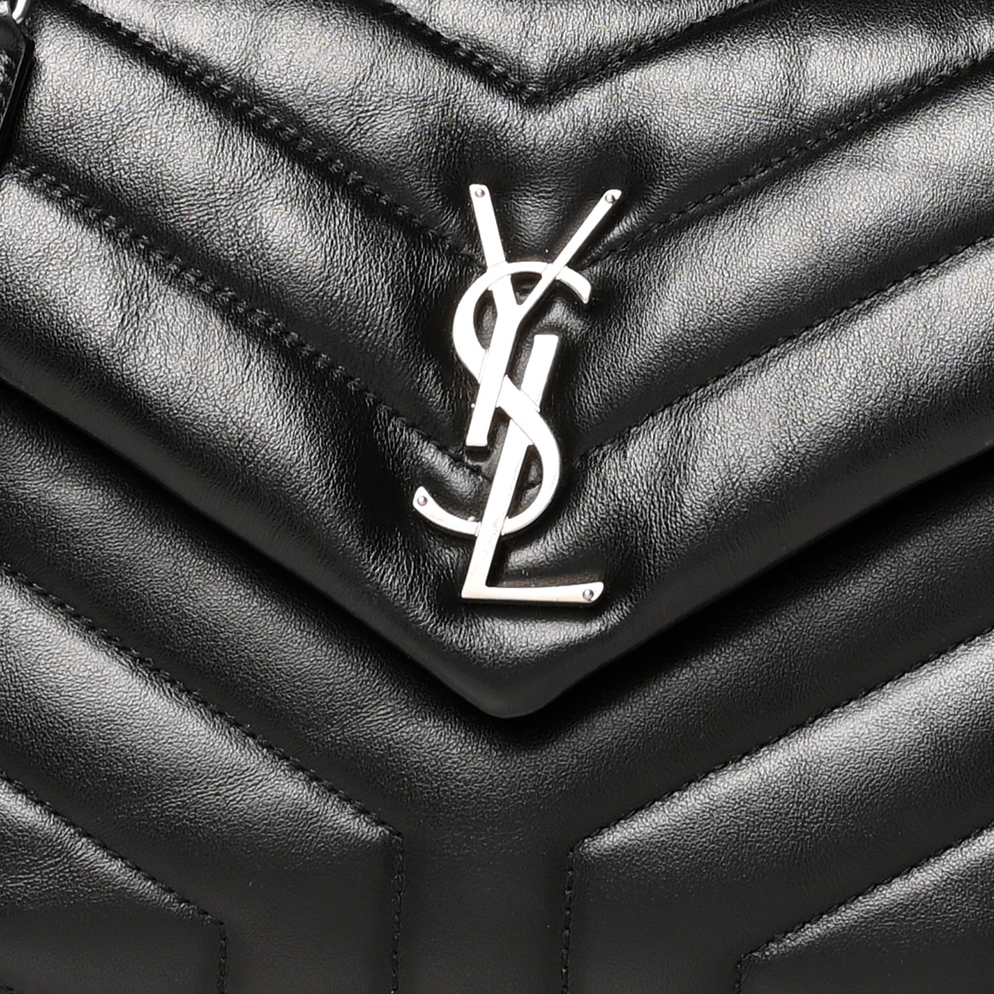 Calfskin Y Quilted Monogram Small Loulou Chain Satchel Black