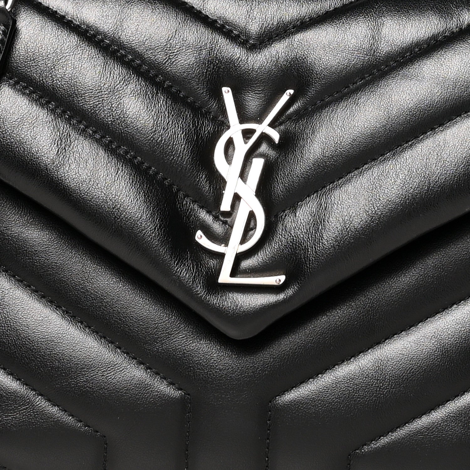 Saint Laurent Calfskin Y Quilted Monogram Small Loulou Chain Satchel Black 9 of 11
