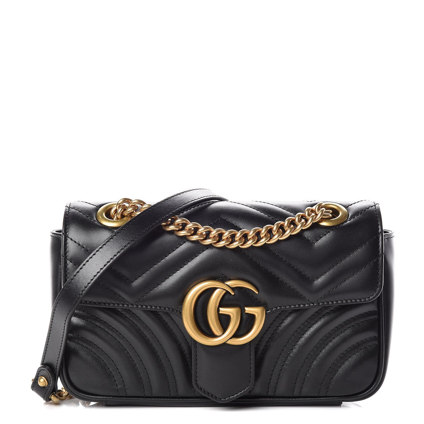 Calfskin Matelasse Mini GG Marmont Shoulder Bag Black