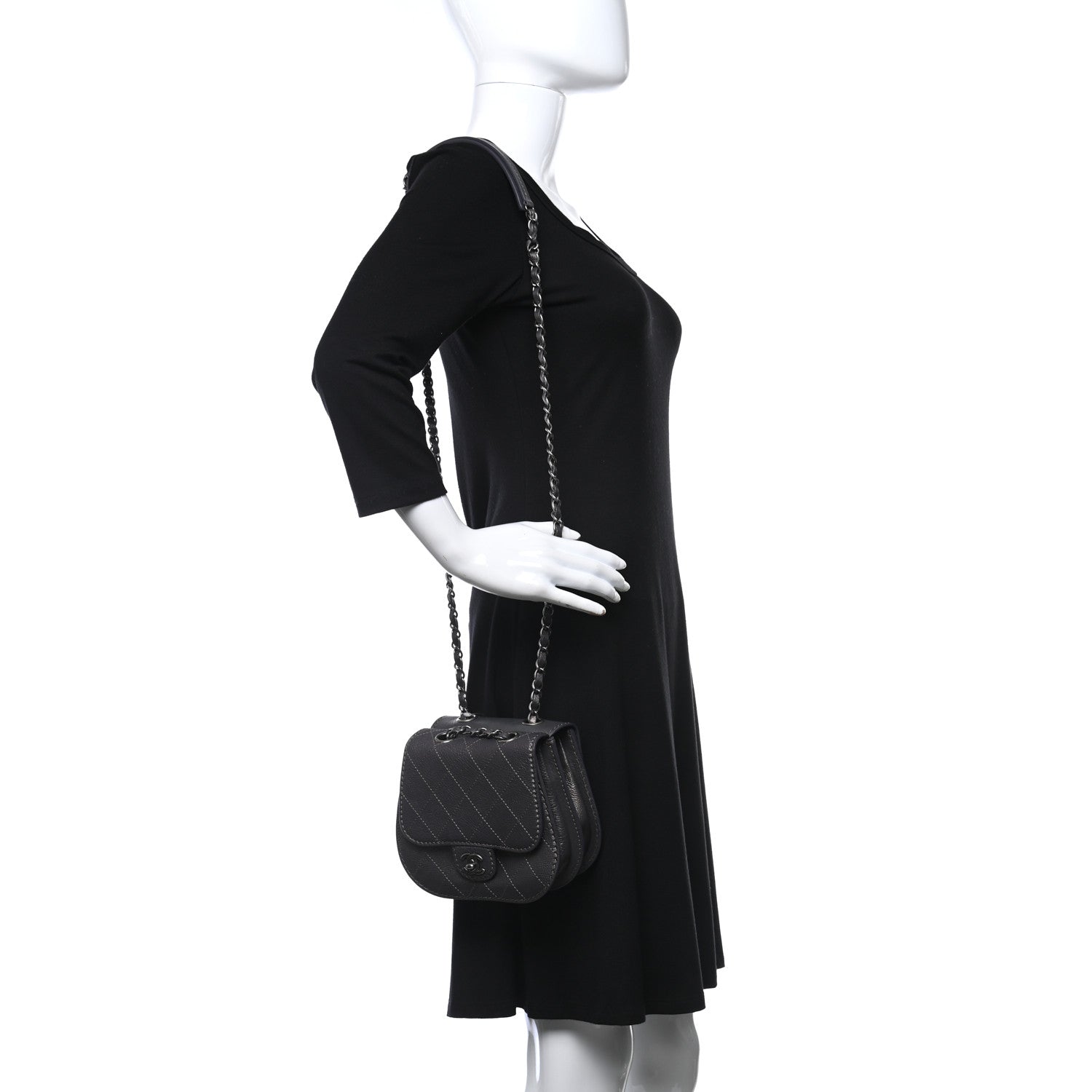 Chanel Metallic Calfskin Small Coco Twin Flap Dark Grey 2 of 8