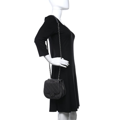 Chanel Metallic Calfskin Small Coco Twin Flap Dark Grey 2 of 8