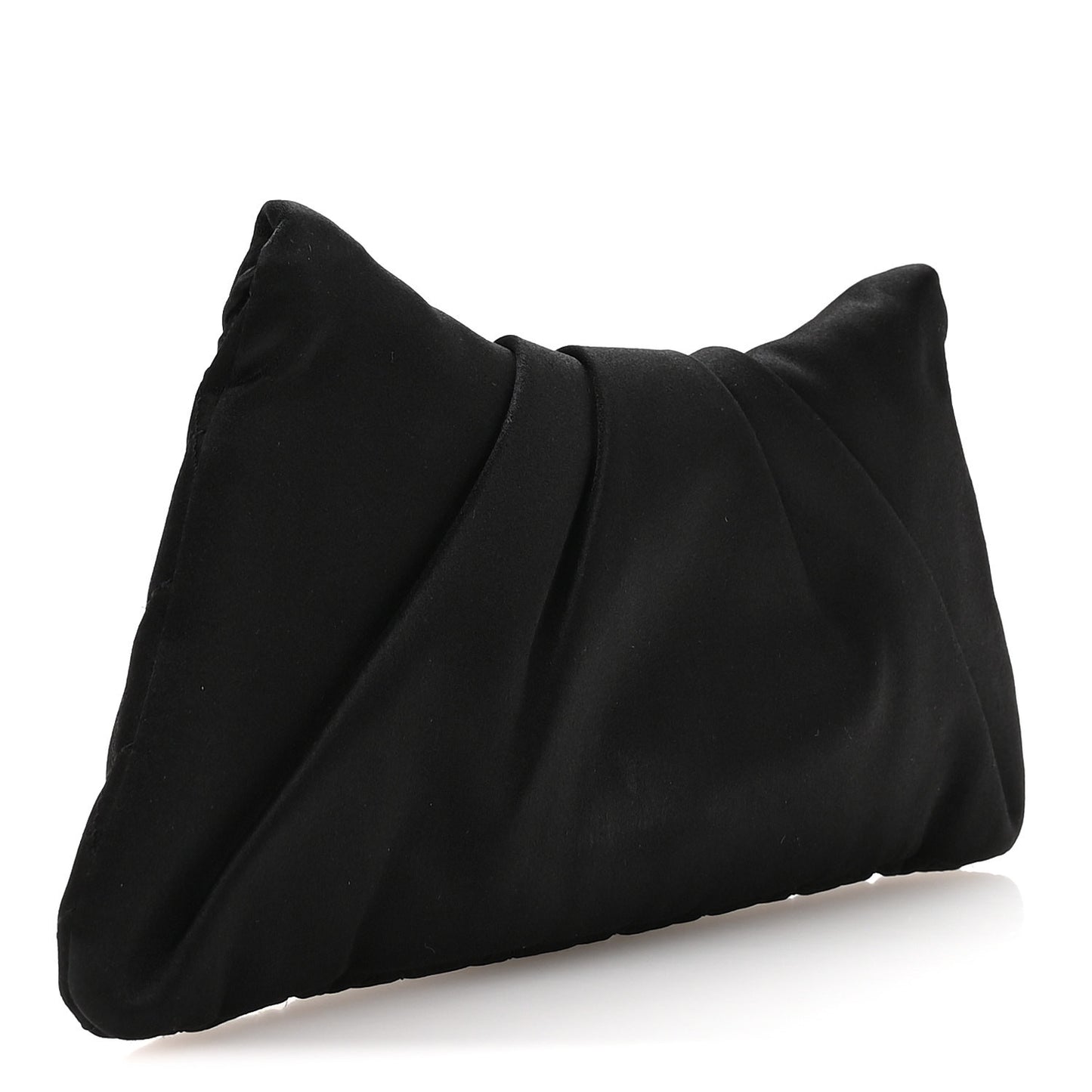 Satin Quilted Flap Clutch Black