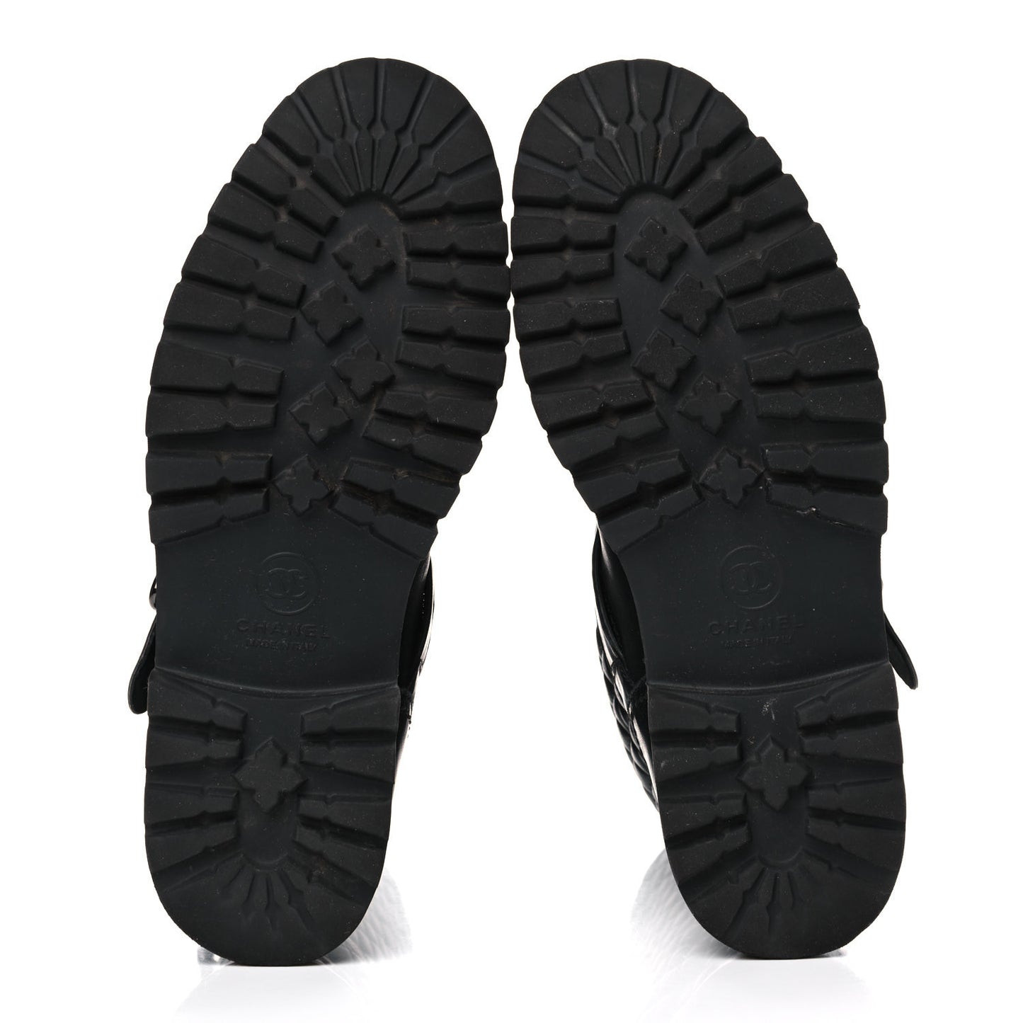 Calfskin Quilted Biker Boots 40.5 Black