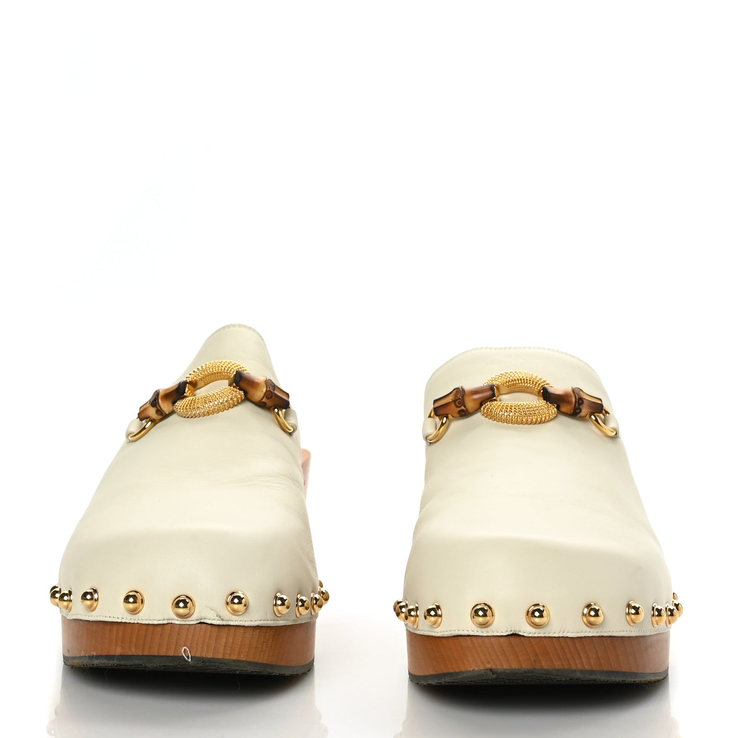 Calfskin Bamboo Horsebit Clogs 41 Mystic White