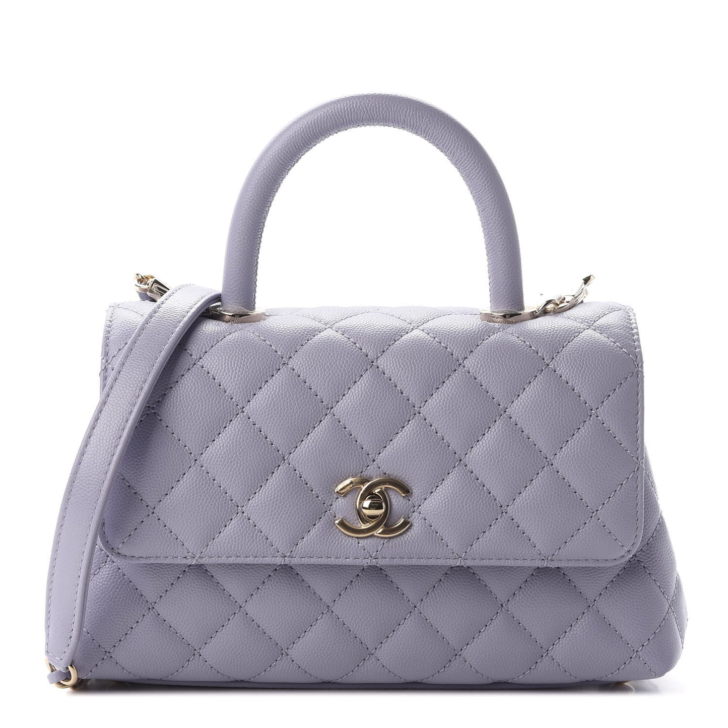 Caviar Quilted Mini Coco Handle Flap Light Purple
