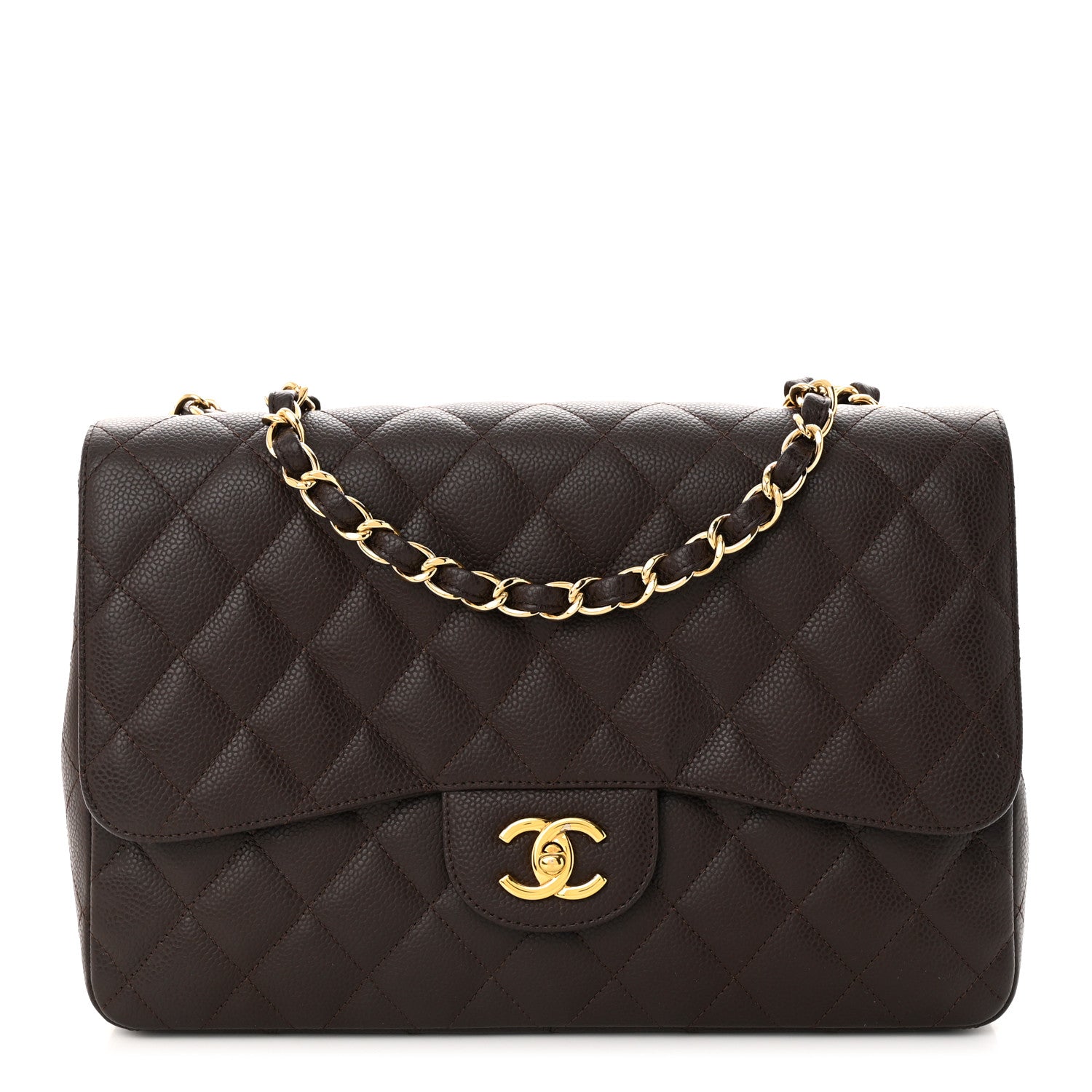 Chanel Caviar Quilted Jumbo Single Flap Dark Brown 1 of 11