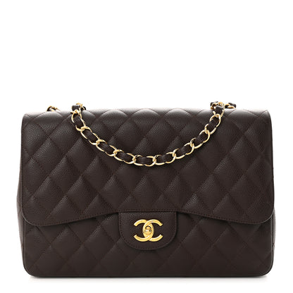 Chanel Caviar Quilted Jumbo Single Flap Dark Brown 1 of 11