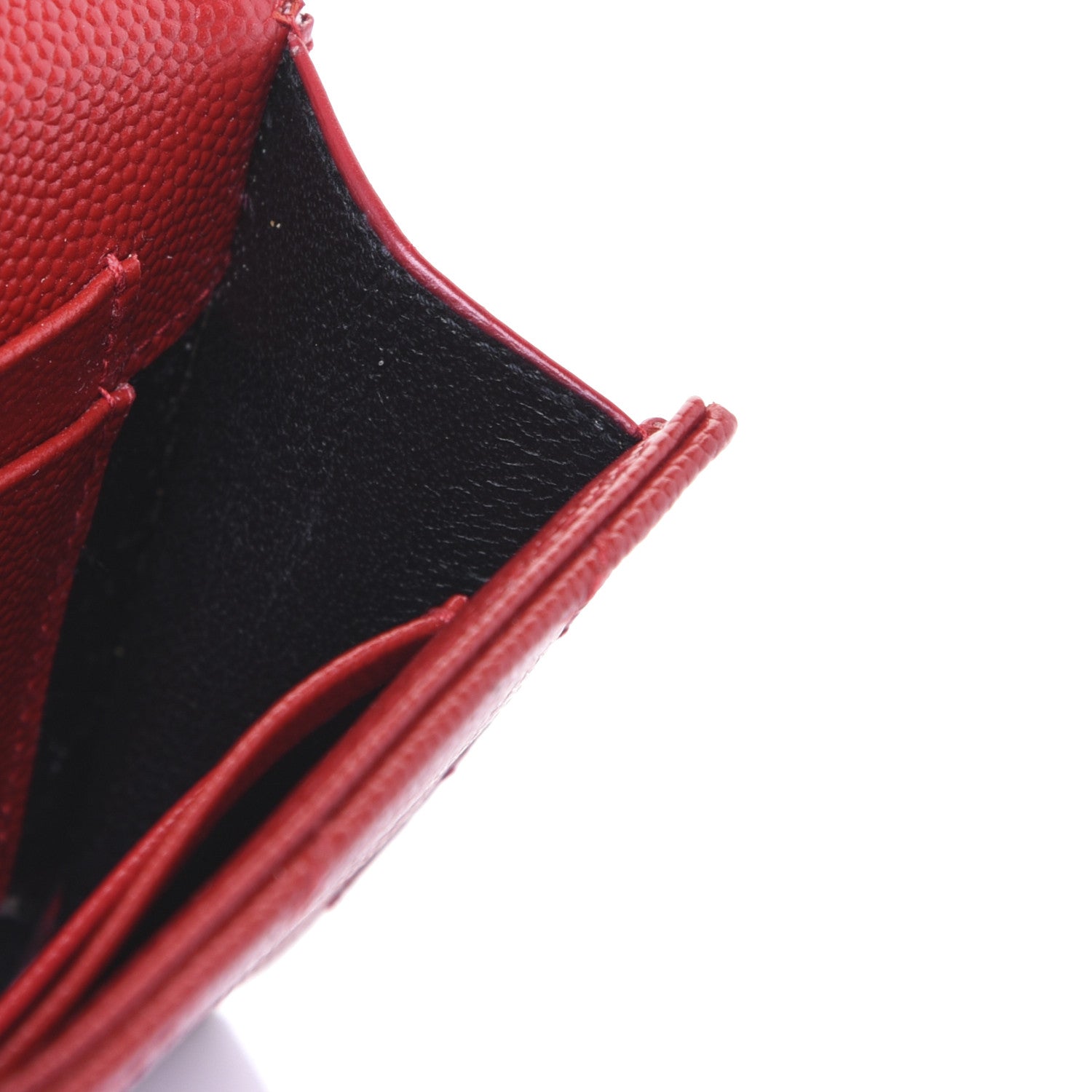 Saint Laurent Grain De Poudre Matelasse Chevron Small Monogram Envelope Wallet New Red 11 of 12