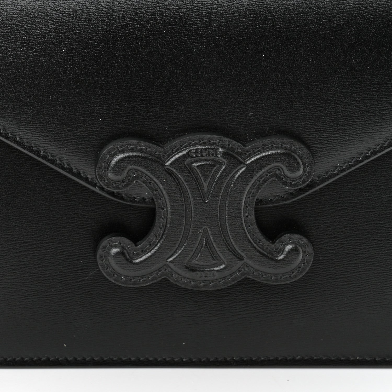 Celine Shiny Calfskin Cuir Triomphe Wallet on Chain Black 8 of 10