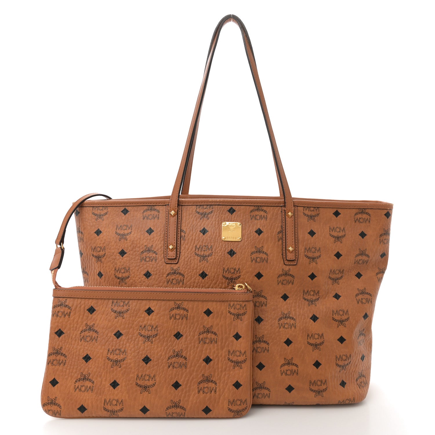MCM Visetos Medium Anya Top Zip Shopper Tote Cognac 2 of 13