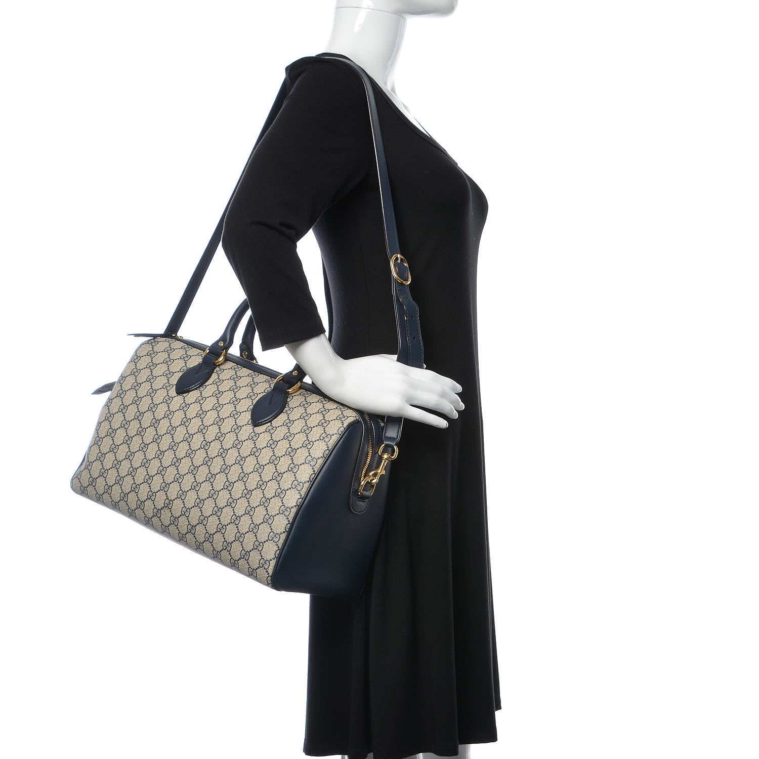 Gucci GG Supreme Monogram Medium Boston Beige Blue 2 of 11