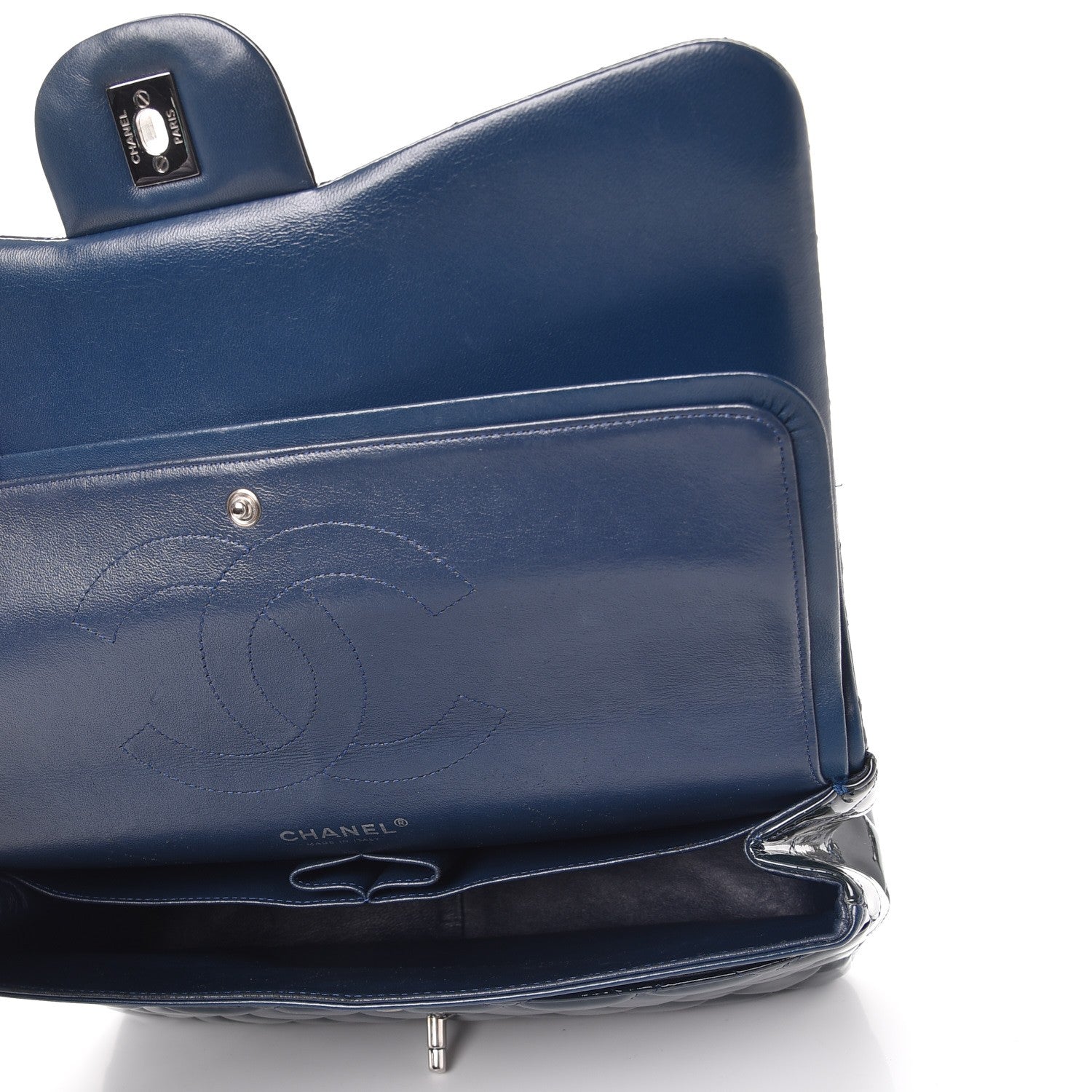 Chanel Patent Quilted Jumbo Double Flap Blue 6 of 17