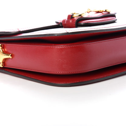 Gucci GG Supreme Monogram Azalea Calfskin Horsebit 1955 Shoulder Bag Beige Ebony New Cherry Red 6 of 9