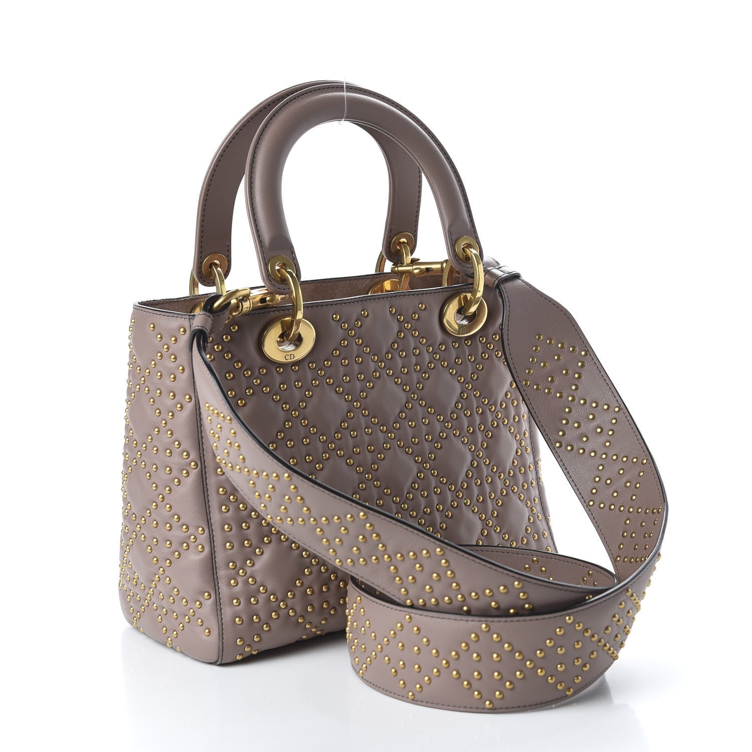 Christian Dior Calfskin Cannage Studded Medium Supple Lady Dior Nude 3 of 10