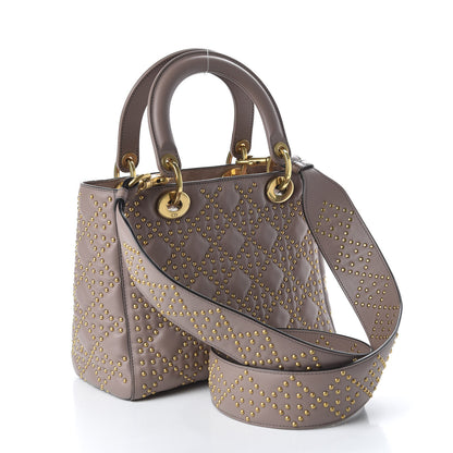 Christian Dior Calfskin Cannage Studded Medium Supple Lady Dior Nude 3 of 10
