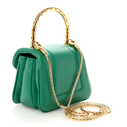 Bulgari Calfskin Serpenti Reverse Micro Top Handle Emerald Green 3 of 10
