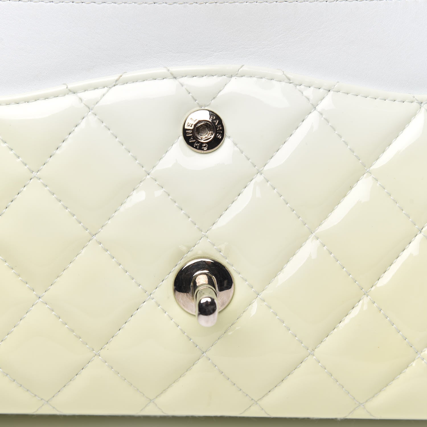 Chanel Patent Quilted Medium Double Flap Dark White 13 of 14