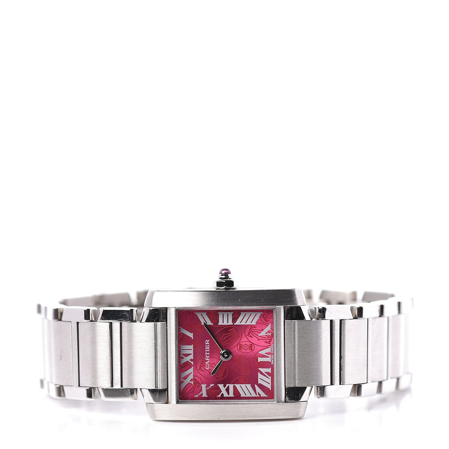 Cartier Stainless Steel 20mm Tank Francaise Quartz Watch Raspberry 3 of 6