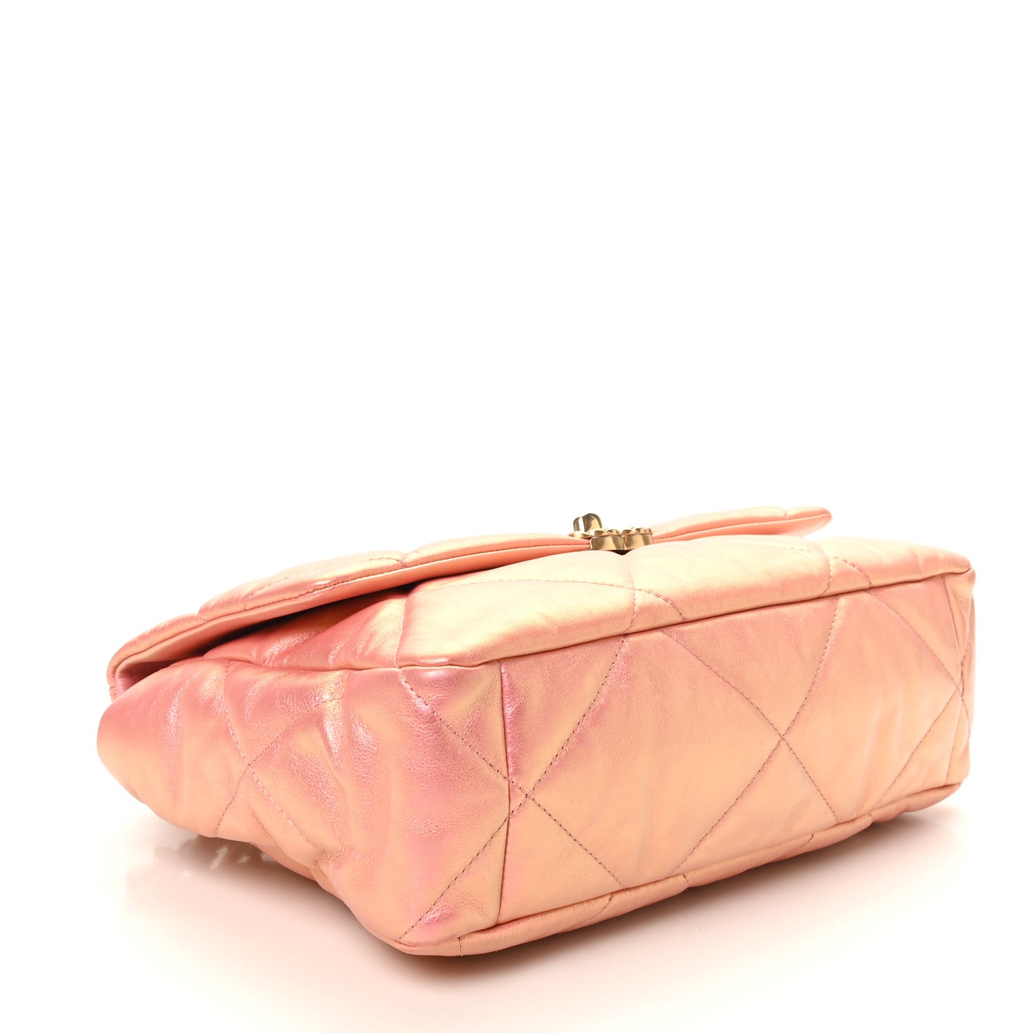 Chanel Metallic Lambskin Quilted Large Chanel 19 Flap Pink 4 of 10