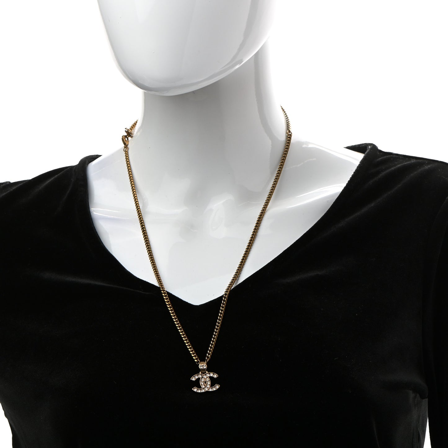 Crystal CC Pendant Necklace Gold