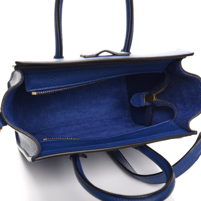 Celine Drummed Calfskin Nano Luggage Indigo 6 of 9