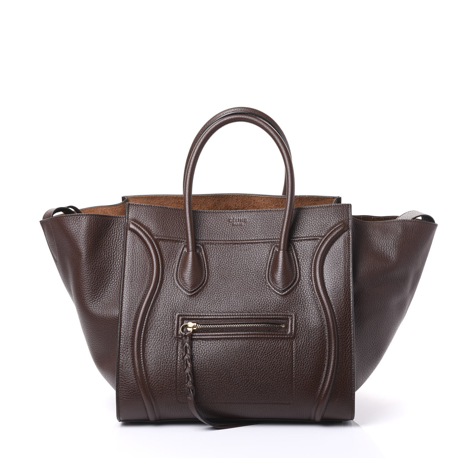 Celine Shiny Grained Calfskin Medium Phantom Luggage Brown 1 of 10