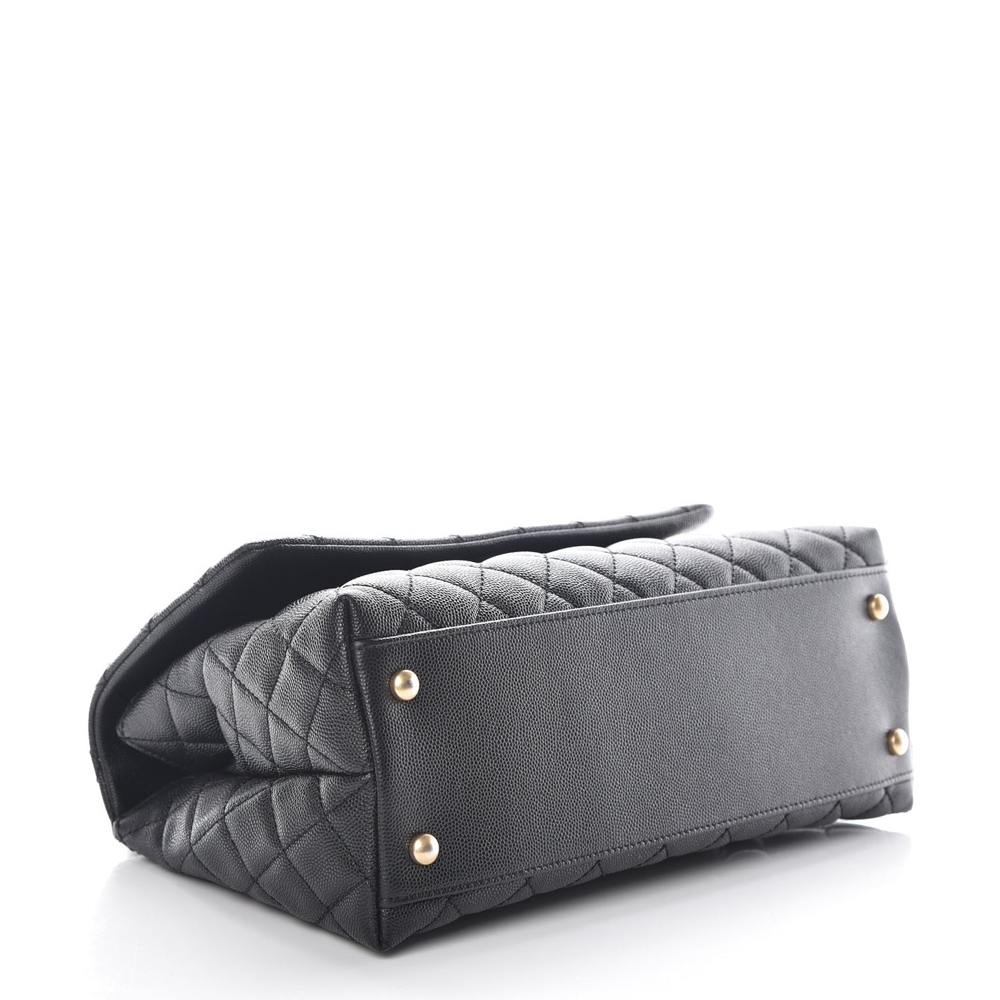 Caviar Lizard Embossed Quilted Small Coco Handle Flap Black