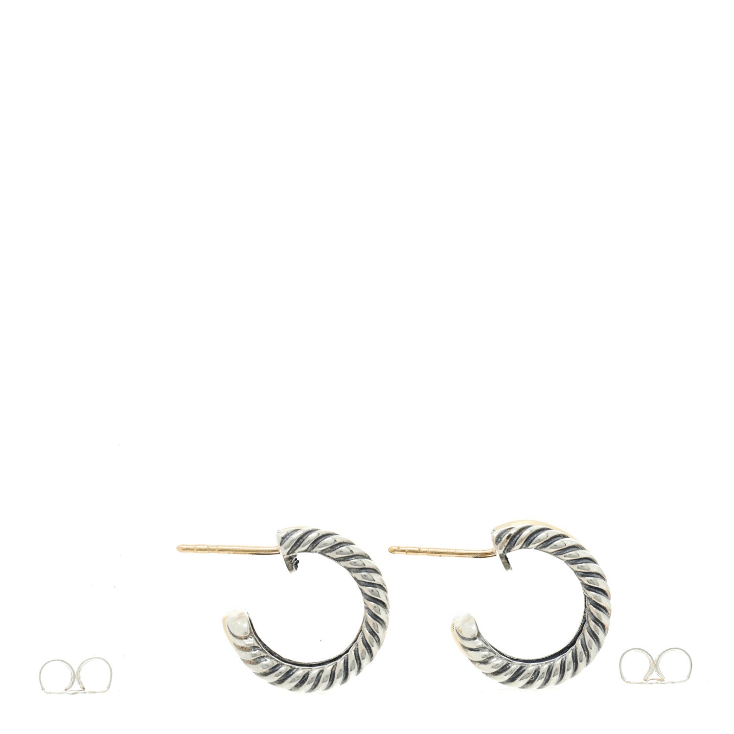 David Yurman Sterling Silver 14K Yellow Gold 16mm Cable Classics Hoop Earrings 2 of 4