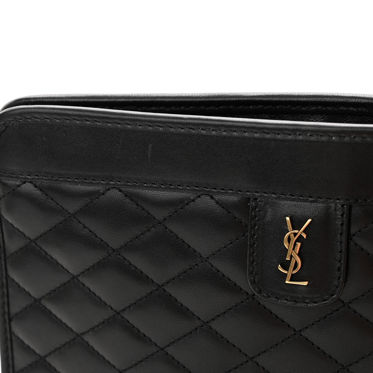 Saint Laurent Lambskin Quilted Monogram Baby Victoire Chain Clutch Bag Black 11 of 11