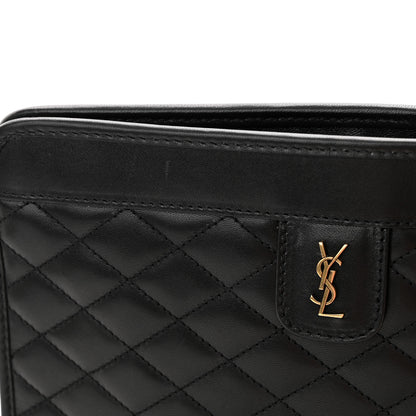 Saint Laurent Lambskin Quilted Monogram Baby Victoire Chain Clutch Bag Black 11 of 11