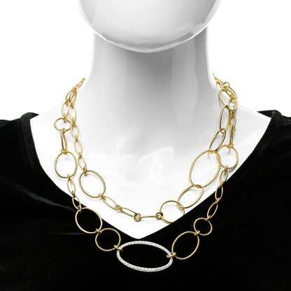 David Yurman 18K Yellow White Gold Diamond Mobile Link Chain Necklace 2 of 5