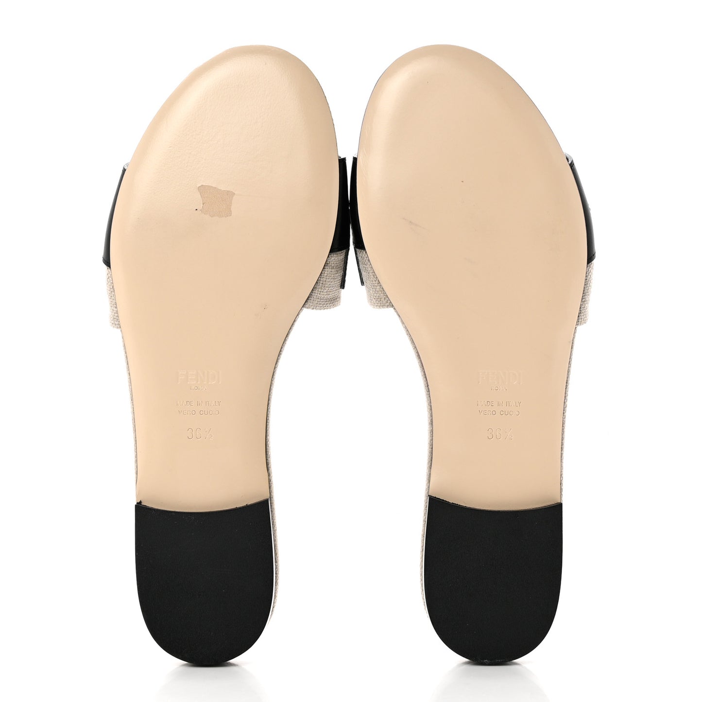 Vitello Canvas Logo Slide Sandals 36.5 Black Grezzo