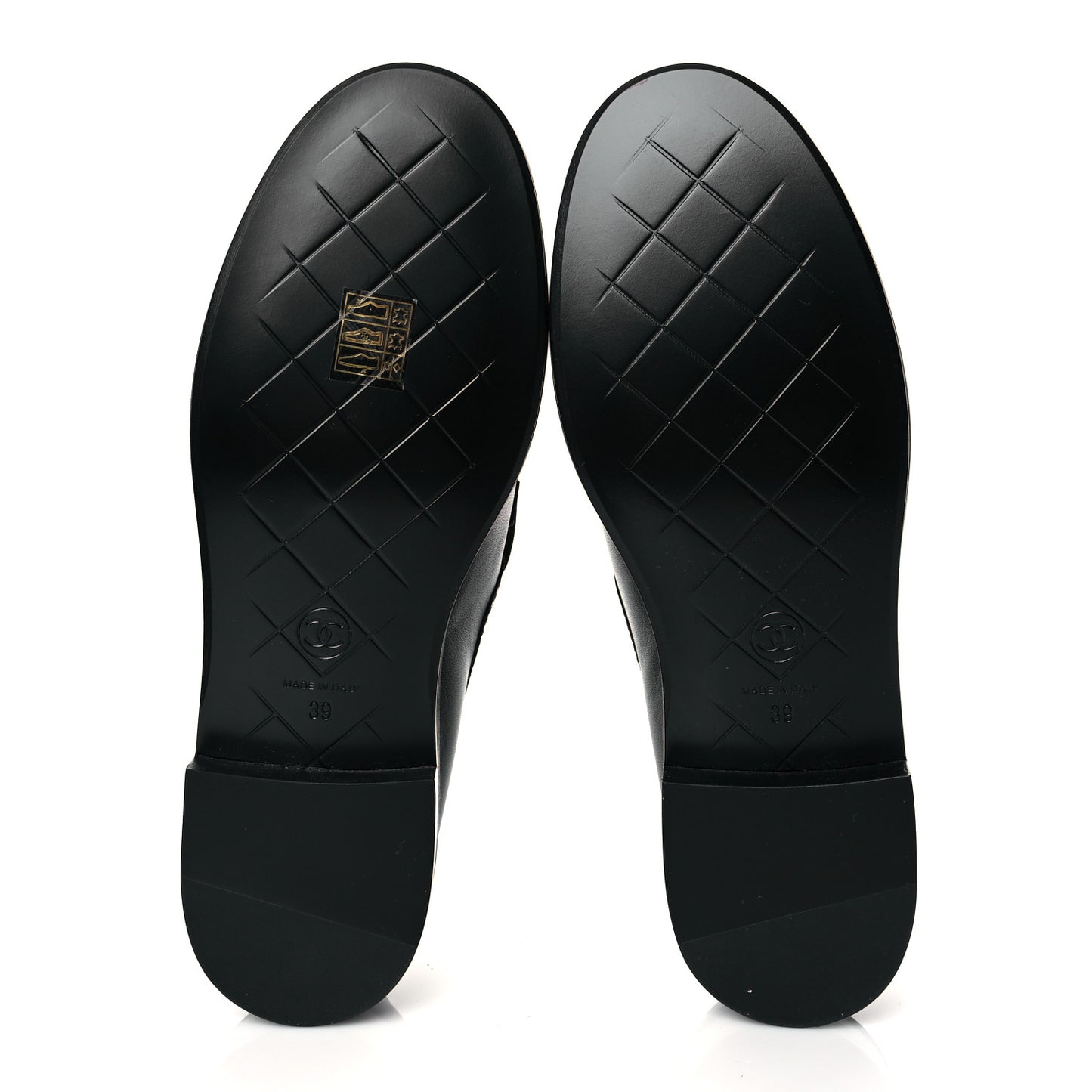 Lambskin Quilted CC Turnlock Loafers 39 Black